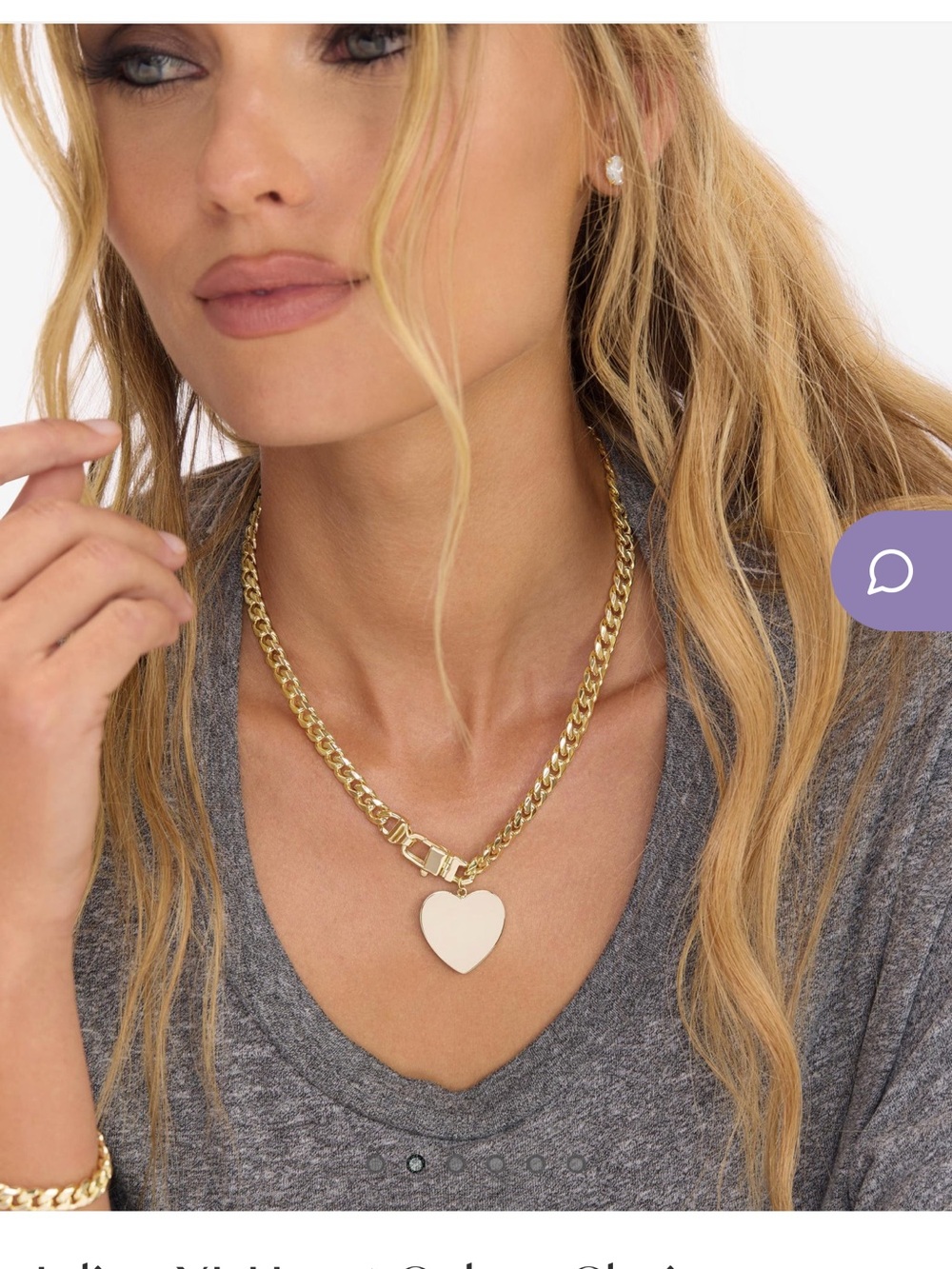 Melinda Maria Gold Heart Pendant Cuban Link Necklace